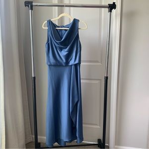 Cowl Neck Dusty Blue Sleeveless Midi Dress in Size 12